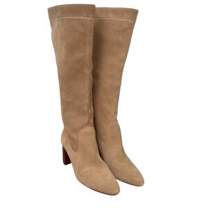 Vince Camuto Casey Boot Knee High Beige Suede Block Heel Size 8, NWT, no box